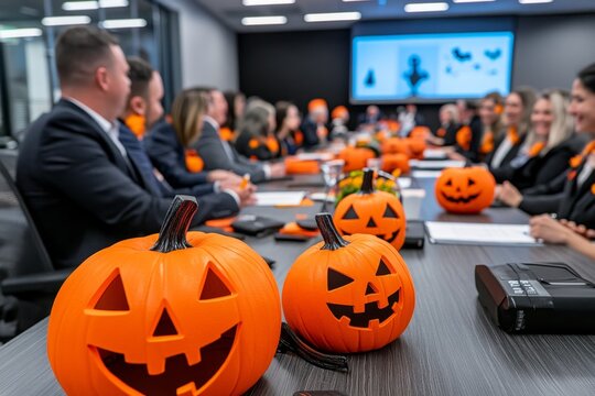 Halloween theme in business meetings, with costumes and themed presentations, can add fun to the workday