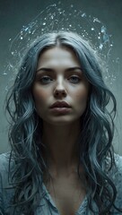 Flow of creative thoughts in light blue abstract tones.