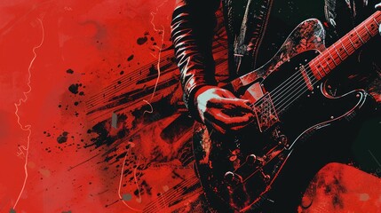 Vintage Music Poster Design featuring Guitar and Drums for a nostalgic, artistic decor with a musical theme