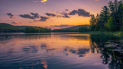 Tranquil Sunset Lake Reflection