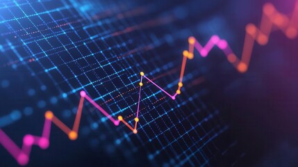 A glowing graph with connected points forming an upward trend, representing collaborative growth in business