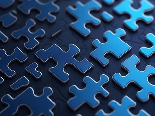 Digital puzzle pieces connecting seamlessly, representing business collaboration and organizational efficiency