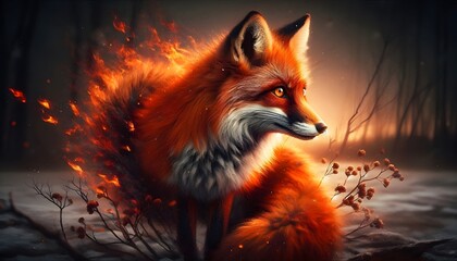 red fox in the forest