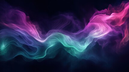 Fototapeta premium Abstract colorful smoke waves on a black background.