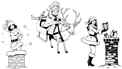 Stylish silhouette vector set of Christmas