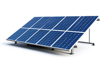 Solar panel array generating renewable energy on white background