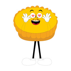 Cute mascot pumpkin pie, Halloween Pumpkin Pie Characters. Cartoon Sweets Cup Pudding Latte Walking and Smiling. Vector Autumn Holiday Mascot Template. Illustration Cool kawaii happy doodle Isolated