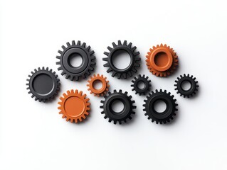 Gears turning in harmony, symbolizing collaborative business processes within a well-organized team