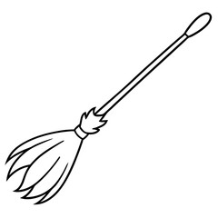 Line Art Vector of a Flying Broomstick in Mid Air