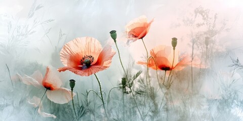 This pastel watercolor illustration of delicate flowers is perfect for spring decor, stunning wedding frames, and showcasing modern botanical art that captures the essence of natures vibrant colors