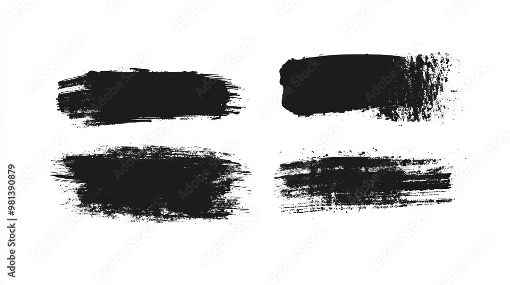 Poster straightline brush strokes in vector form includes handdrawn black stripes and thick paint lines per