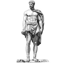 Roman man vintage illustration isolated on transparent background. Generative AI