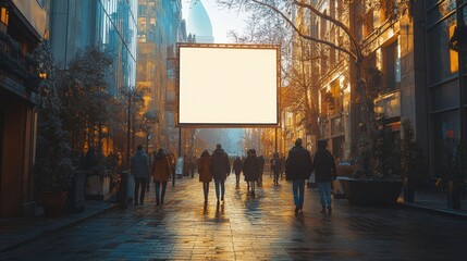 Blank white billboard showing a sample city street.