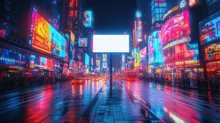 Obraz premium Blank white billboard showing a sample city street.
