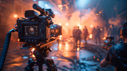 Professional Movie Cameraman with Professional Gear [created with generative AI technology]