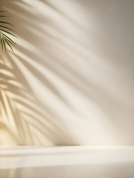 light background with blurred foliage shadow on beige wall
