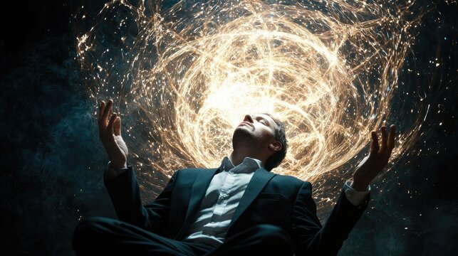 a person being hypnotised to belive that they are rich,