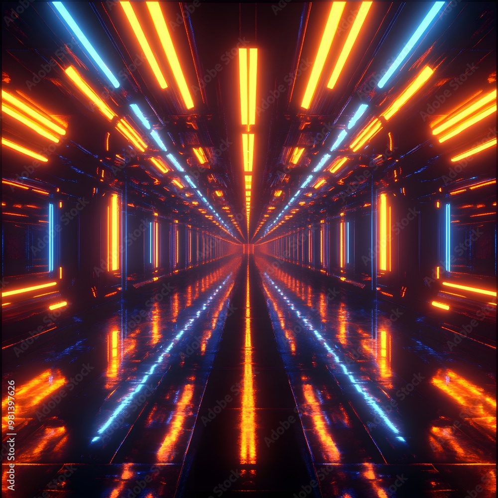 Poster futuristic abstract image with vibrant colors and reflection image