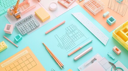 A POSTER FOR A COURSE ON FINANCIAL MANAGEMENT IN CONSTRUCTION, PASTEL COLOUR PALETTE