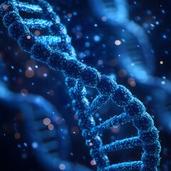 Conceptual blue DNA chart showing human evolution image
