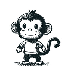 Fototapeta premium A child's hand-drawn sketch of a monkey