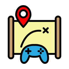 Game Map Vector Filled Icon Design