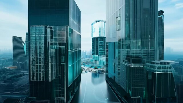 Exploring futuristic architecture in a sleek urban environment with reflective surfaces and contemporary design aesthetics