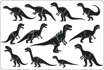 Naklejka premium vector set of dinosaurs silhouettes collection