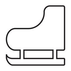 Simple linear picture (logo, icon, symbol) of  ice skate (skates). Isolated on white background. Sports. Recreation. Leisure. Hobby. Object. Vector illustration. 