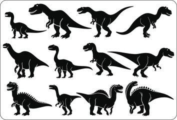  vector set of dinosaurs silhouettes collection