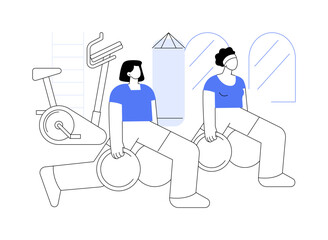 Gym workout isolated cartoon vector illustrations.