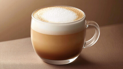 Obraz premium Glass of tasty aromatic layered coffee latte macchiato