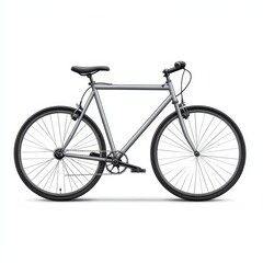 Stylish grey bicycle with a minimalist design, ideal for commuting or leisure rides in urban environments, white background