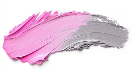 Artistic brush stroke of pink and gray oil paint on a clean white background enhancing creativity