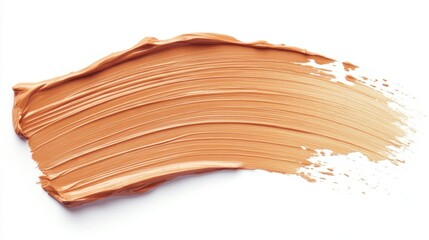 Terracotta beige flat bone oil paint brush stroke on a white background for artistic applications