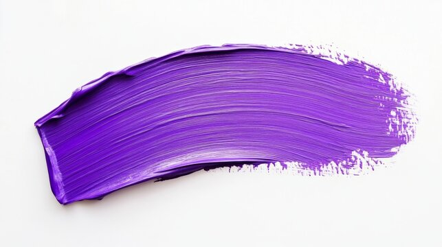 Single purple flat bone oil paint brush stroke on a white background