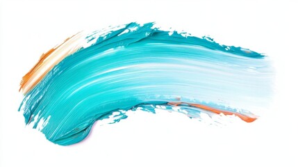 Turquoise coral flat bone oil paint stroke on a clean white background for artistic applications