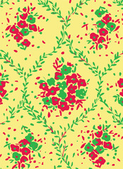 Flowers seamless pattern. vector illustration. Abstract flowers, floral vector with leaves