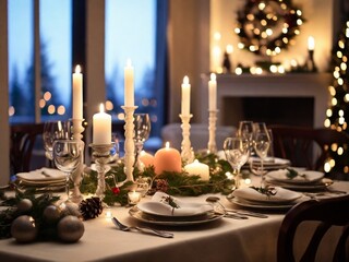 The elegant decor and warm ambiance capture the essence of a festive holiday meal.