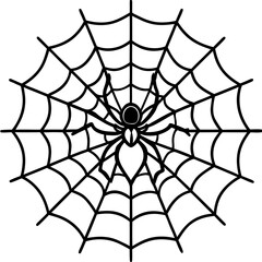 Fototapeta premium Intricate Spider Web with Dominant Menacing Spider - Vector Art