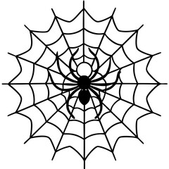 Fototapeta premium Intricate Spider Web with Dominant Menacing Spider - Vector Art