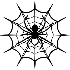 Fototapeta premium Intricate Spider Web with Dominant Menacing Spider - Vector Art