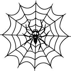 Fototapeta premium Intricate Spider Web with Dominant Menacing Spider - Vector Art