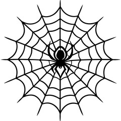Fototapeta premium Intricate Spider Web with Dominant Menacing Spider - Vector Art