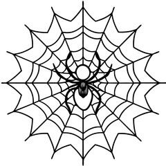 Fototapeta premium Intricate Spider Web with Dominant Menacing Spider - Vector Art