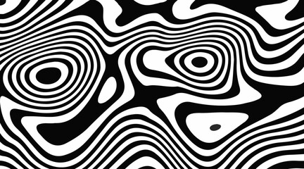 Fototapeta premium black and white curved lines, Twisted illustration. Abstract futuristic background of stripes.