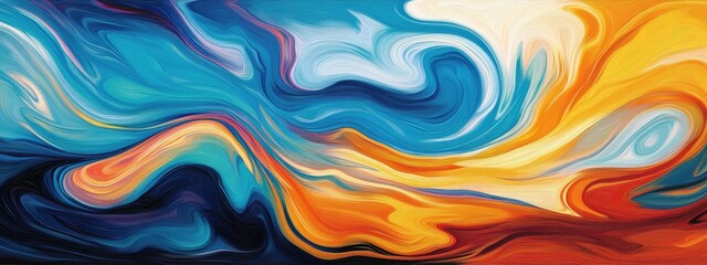 Obraz premium Oil painting style swirls of bold, vibrant colors in a dynamic flow. colorful background