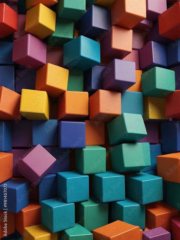 Poster geometric pattern of colorful 3d cubes.