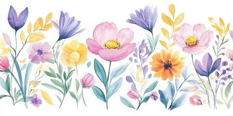 A breathtaking watercolor floral design that showcases a variety of vibrant wildflowers, making it perfect for occasions like weddings, birthdays, and as a beautiful addition to greeting cards