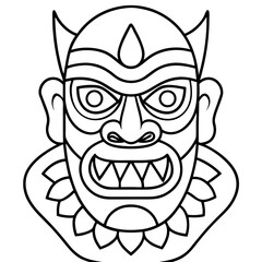 
Intricate Voodoo Mask Vector with Sinister Expression